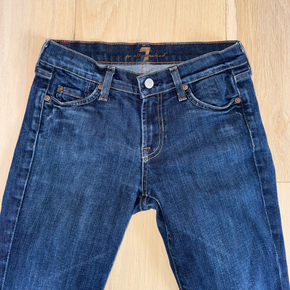 7 For All Mankind Jeans Flare Leg Dark Wash Size 26 - Picture 2 of 6